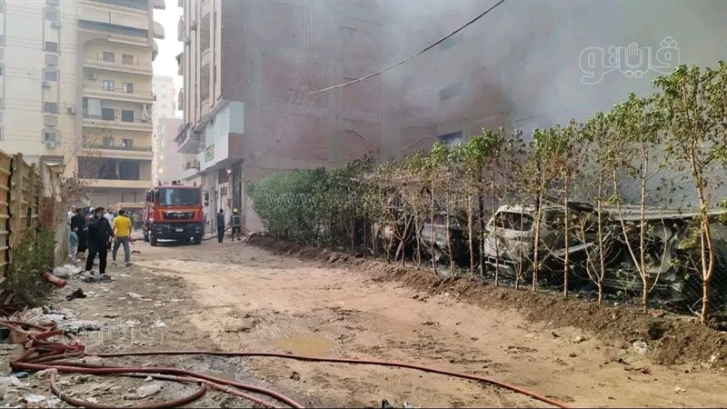 حريق جراج سيارات