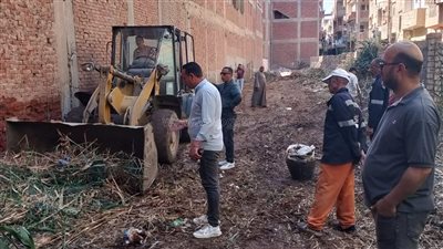 استجابة لشكاوى الأهالي، رفع تراكمات الحشائش من أرض مهجورة في السنطة بالغربية