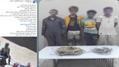 ضبط 3 عاطلين بتهمة سرقة أسلاك كهرباء من أمام مسجد بالسويس باستخدام 