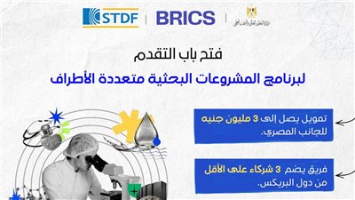 فتح باب التقدم للنداء السابع لبرنامج المشروعات متعددة الأطراف ضمن برنامج البريكس للعلوم والتكنولوجيا 