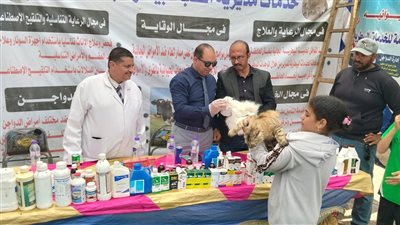 محافظ الدقهلية يتابع أعمال القافلة البيطرية المجانية بقرية أولاد صبور بالمطرية