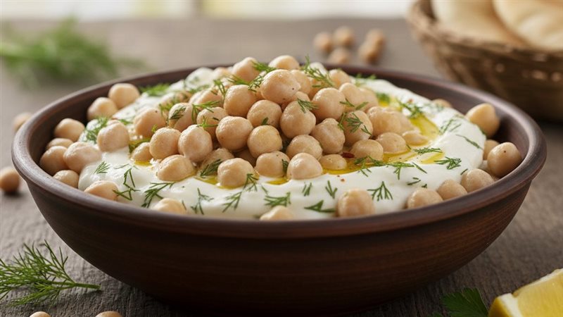 سلطة الحمص بالزبادي،