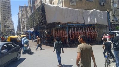 إزالة شادر مخالف لبيع اللحوم بمنطقة الفلكي بالإسكندرية