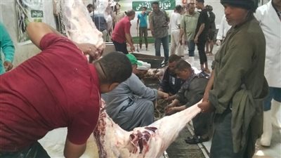 إقبال أهالي أسيوط على المجازر الحكومية لذبح الأضاحي بالمجان