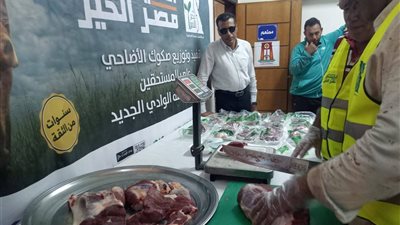 توزيع لحوم 54 أضحية على الأسر الأولى بالرعاية بالوادي الجديد خلال العيد