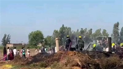 الصور الأولى لسيطرة الحماية المدنية على حريق حظيرة مواشي بالدقهلية