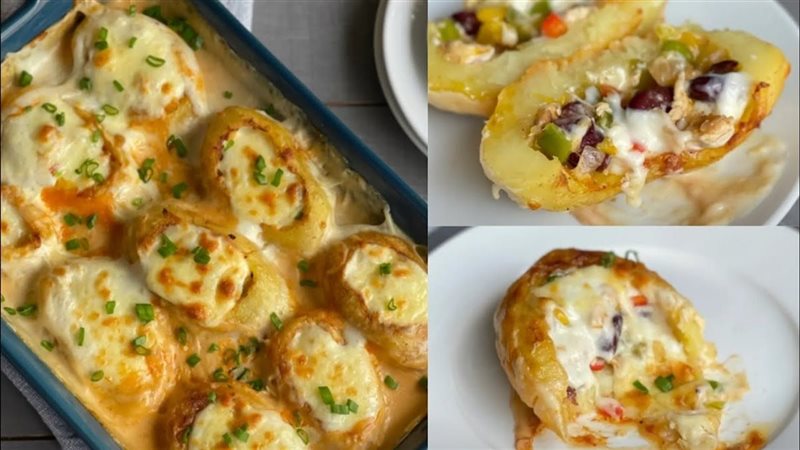 قوارب البطاطس بالفراخ