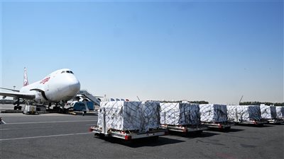  مطار العريش يستقبل طائرة مساعدات إماراتية تحمل 100 طن تمهيدا لدخولها غزة 
