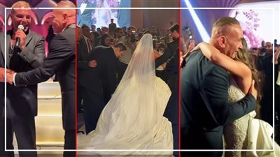 رقص وأحضان إبراهيم حسن مع ابنته في حفل زفافها وعلاء مبارك 