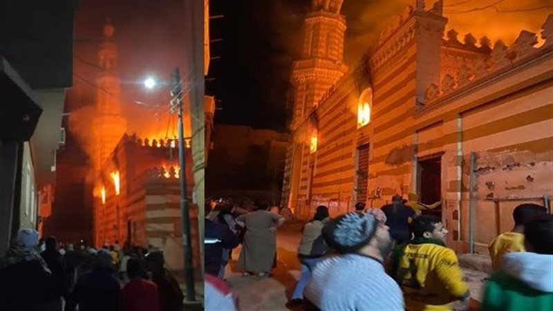 حريق هائل بمسجد الشيخ