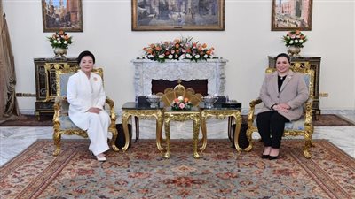 7 صور ترصد استقبال ومباحثات قرينة السيسي وحرم رئيس كوريا الجنوبية