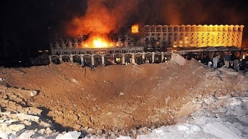 اثار تفجير سابق في