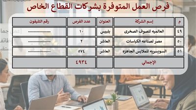  مديرية العمل بالشرقية: توفير 5 آلاف وظيفة بـ51 مصنعًا بالقطاع الخاص