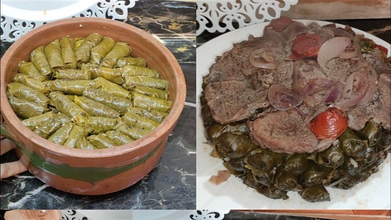 طاجن ورق العنب بشرائح