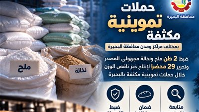 ضبط 2 طن ملح ونخالة مجهولي المصدر بالبحيرة 