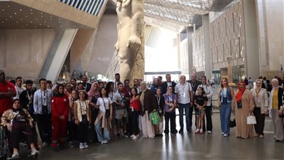 ضمن فعاليات اليوم الثقافي، وفود الألعاب الإقليمية للأولمبياد الخاص في جولة بالمتحف المصري الكبير