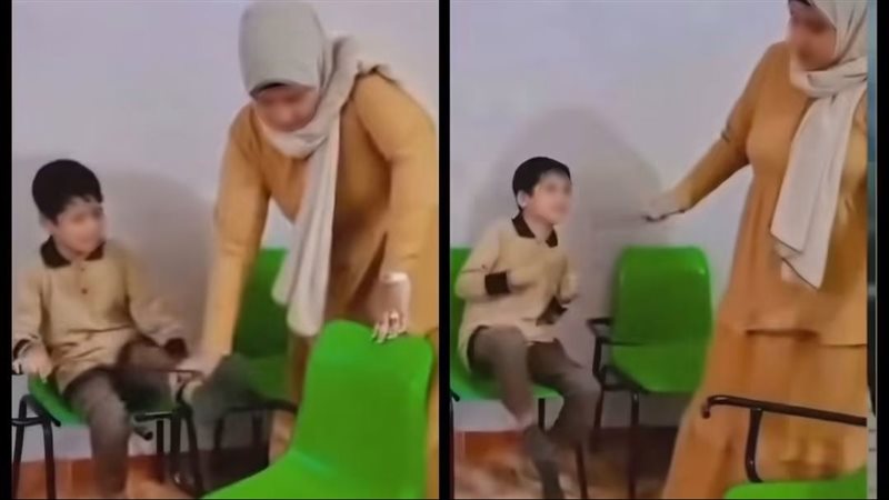 فيديو ضرب مدرسة لتلميذ