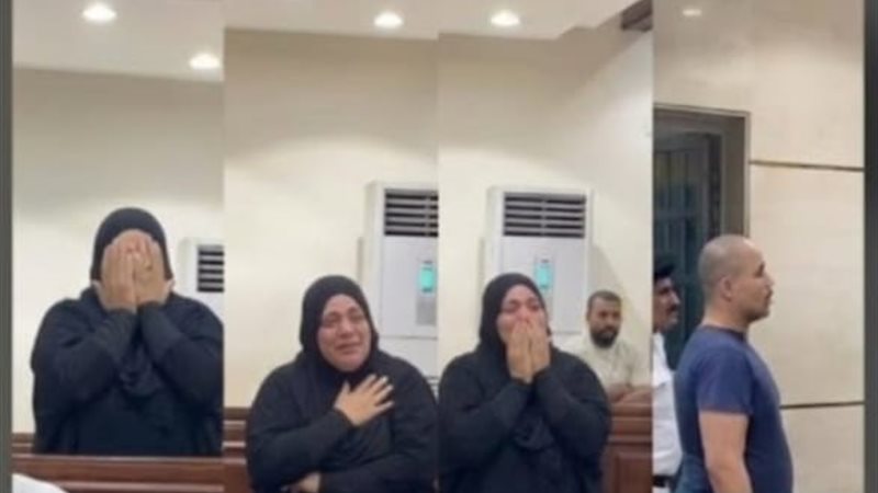 القاتل وأم الضحية،