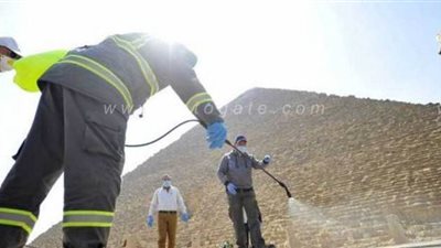 صحيفة بريطانية تشيد بإجراءات تعقيم أهرامات الجيزة| صور