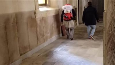 تعقيم وتطهير الكنيسة المرقسية فى الإسكندرية
