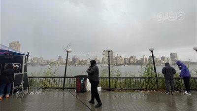 استمرار سقوط الأمطار وسحب سوداء تغطي الجيزة والقاهرة.. فيديو