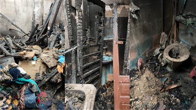 تفحم جميع محتويات منزل فى حلوان| فيديو وصور