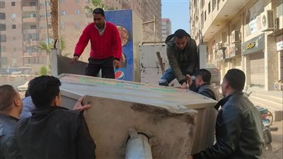 رفع 650 حالة إشغال وتنفيذ أعمال ترميم طرق ورفع الإعلانات المخالفة بالهرم|صور