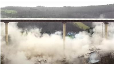 تفجير جسر طوله 500 متر وارتفاعه 70 مترا في ألمانيا | فيديو