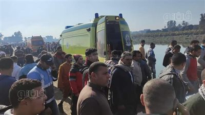 الصور الأولى لحادث انقلاب سيارة في بحر شبين بالغربية 