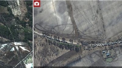 الأقمار الصناعية ترصد رتلا عسكريا روسيا على امتداد 64 كيلومترا يتحرك تجاه كييف