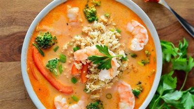 طريقة عمل شوربة الجمبري بالمشروم