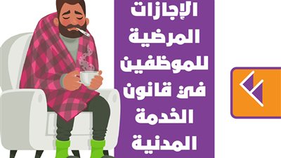 الإجازات المرضية للموظفين في قانون الخدمة المدنية | إنفوجراف