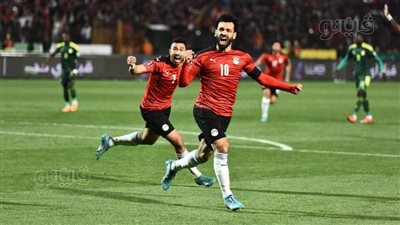 ٢٧ صورة ترصد طريقة احتفال محمد صلاح مع لاعبي المنتخب بالهدف الأول في السنغال 