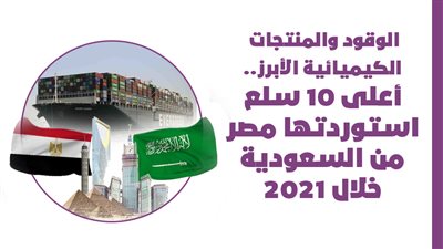 الوقود والمنتجات الكيميائية الأبرز.. أعلى 10 سلع استوردتها مصر من السعودية خلال 2021|انفوجراف
