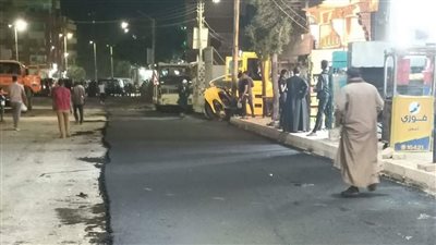 رصف شارع الجلاء في أبو تيج بأسيوط 