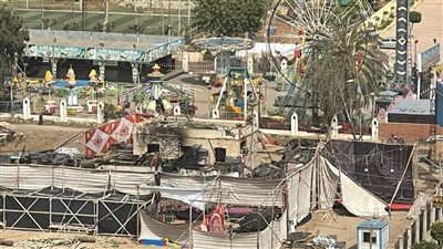 آثار حريق داخل خيمة رمضانية في المنصورة | صور 