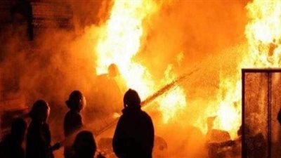 حريق هائل داخل مخزن سلع غذائية في حلوان