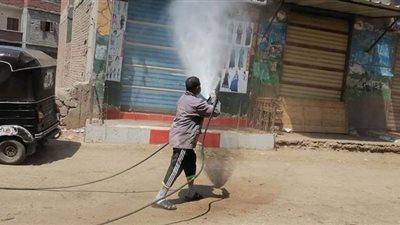 حملة لتطهير قرية شباس عمير بكفرالشيخ للوقاية من كورونا