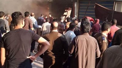 حريق هائل بمحل تجاري في سوق شربين بالدقهلية | فيديو وصور