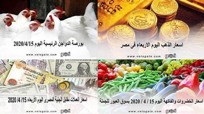نشرة الاسعار اليوم الاربعاء 2020/4/15 | سعر جرام الذهب | بورصة الدواجن العمومية | اسعار العملات | اسعار الخضروات والفاكهة والأسماك