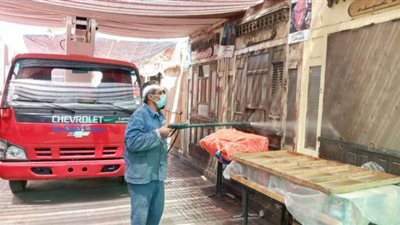 تطوير وتعقيم سور الأزبكية بالعتبة للحد من انتشار كورونا