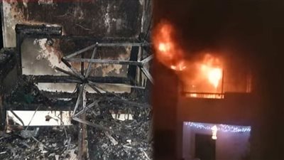 التهم عفش الزوجية.. اللحظات الأولى لحريق شقة عروسين في طنطا | فيديو