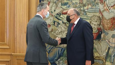 خلال زيارته مدريد.. ملك إسبانيا يستقبل وزير الخارجية