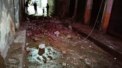 انهيار عقار قديم بمنطقة اللبان غرب الإسكندرية