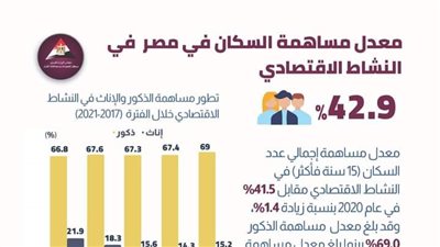 42.9% من المصريين يشاركون في النشاط الاقتصادي | إنفوجراف ‏