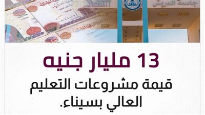 13 مليار جنيه قيمة مشروعات التعليم العالي في سيناء | إنفوجراف 