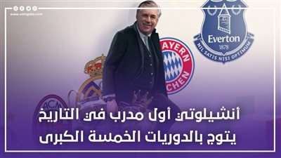 أنشيلوتي أول مدرب في التاريخ يتوج بالدوريات الخمسة الكبرى | انفوجراف