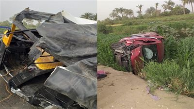 مصرع سيدة وإصابة 5 أشخاص بينهم 3 أطفال في تصادم سيارة بتوك توك ببني سويف