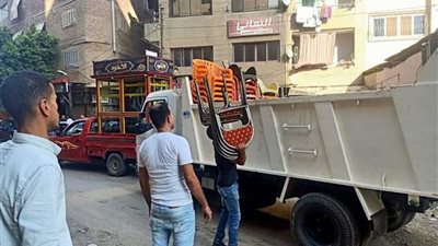 حملة لرفع الإشغالات بشوارع إمبابة بحي شمال الجيزة /صور