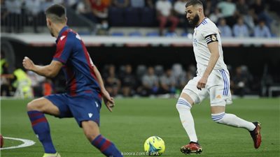 ريال مدريد يقسو على ليفانتي 0/4 في الشوط الأول بالليجا
